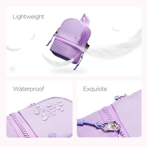 Babysun Mini Backpack Keychain Wristlet Pouch Small Change Coin Purse Cute Zipper Wallet With 3 RFID Card Slots For Women/Men Airpods Cosmetics - color: Purple