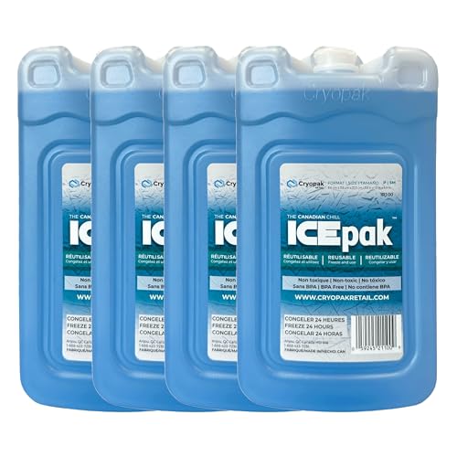 Cryopak ICEpak Hard Shell Reusable Ice Packs for Coolers and Lunch Box Use, Freezer Safe Gel Design, Professional Grade Cooling, Non-Toxic and BPA Free, Essential Travel Accessories - size: Small (4 Pack)