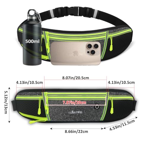 Running Belt for Women & Men Water Resistant Fitness Waist Pack with Phone Pocket & Water Bottle Holder Adjustable Reflective Jogging Belt for Running, Hiking, Gym (Gray Black) - color: Gray Black