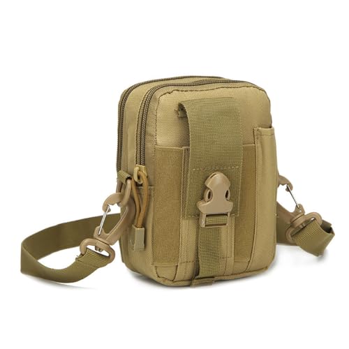 Belt Pouch, Tactical Molle Phone Pouch EDC Utility Pouches Waist Bag Packs, Small Cell Phone Holster Gear Tool Gadget Pocket for Men Running - color: Strap Khaki