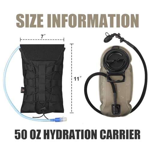 PETAC GEAR 1.5L / 3L Tactical Hydration Pack，Molle Carrier Pouch for 50 oz /100 oz Hydration Bladder Daypack Water Backpack. - color: BK, size: 1.5L combination set