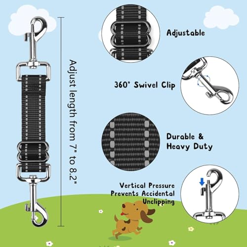 YUEPET Dog Safety Collar Clips 2 Pack Adjustable Prong Collar Backup Clips - color: Bright Black*2