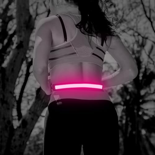 Illumifun LED Running Belt - USB Rechargeable Light Up Sash, High-Visibility Elastic Waistband Light for Running Cycling Hiking Camping Nighttime Activities - color: Pink