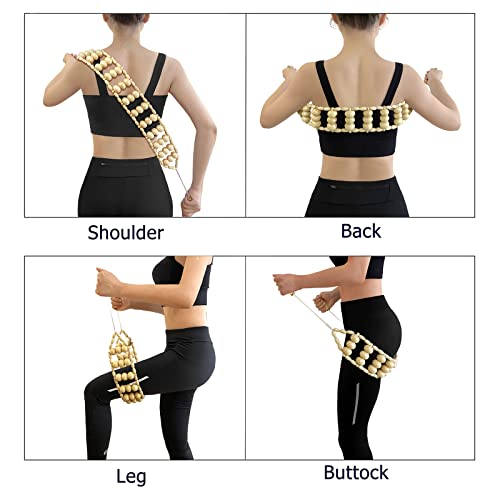 2 in 1 Wood Therapy Massage Tools, Massage Stick+ Back Massager Roller Rope - style: Back Massager+Massage Stick