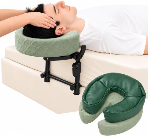 Massage Headrest for Bed, Head Holder & Face Cradle with Face Down Pillow - color: Green, size: Standard