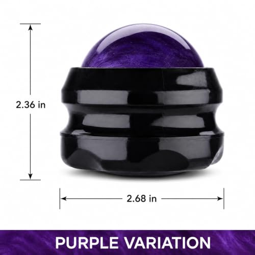 Manual Massage Roller Ball - Massager and Therapy Tool for Sore Muscles, Shoulders, Arms, Neck, Back, Feet, Body, Deep Tissue, Stiffness, Joint Pain, Stress Relief - color: Purple