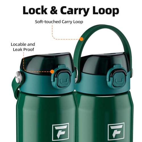 Fanhaw 24oz Stainless Steel Water Bottle with 2-in-1 Lid, Mars Green - color: Mars Green