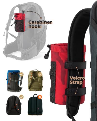 HowFly Water Bottle Holder for Backpack Molle Water Bottle Pouch Bag - color: Red Camo