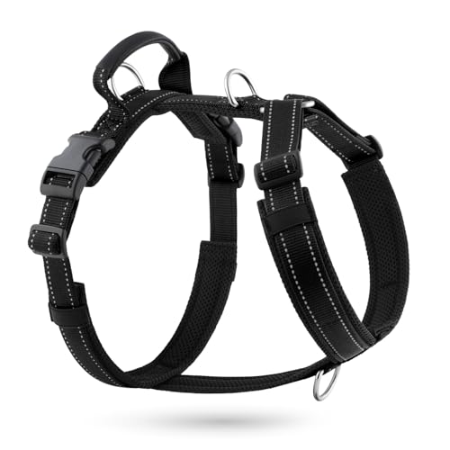 No Pull Dog Harness with Handle, Reflective Soft Mesh Padded Vest - color: Black, size: M
