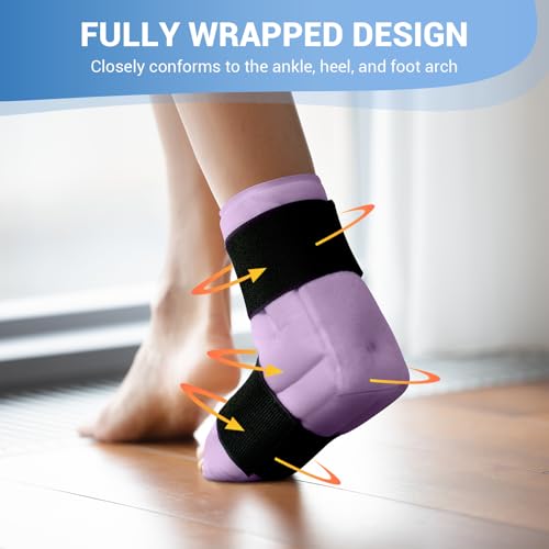 Comfytemp Ankle Foot Ice Pack Wrap, Ice Boot Gout Heel Ice Pack, Reusable - color: Purple 70, size: Large