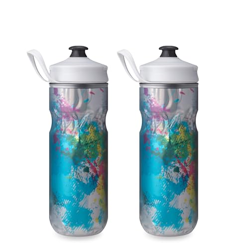 HydraPak Polar Sport Insulated Water Bottle 2-Pack (20oz, Splash Multi) - color: Splash Multi, style: 20oz/600ml (2-Pack)