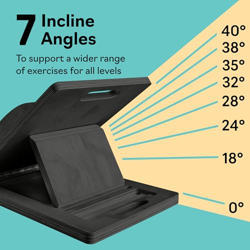 Slant Boards for Exercise, Wooden Slant Board, Calf Stretch Board with 7 Incline Angles, Velour Board, Balance Board & Calf Stretcher, Portable Incline Board for Physical Therapy, Ankle Mobility, Heel & Knees - color: Black