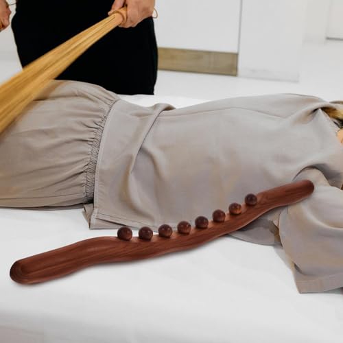 Toyvian Wooden Massage Stick, 8 Bead Gua Sha Tool for Muscle Relief