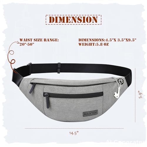 Crossbody Bags for Women Men Travel Essentials Fanny Pack Belt Bag - color: Grey, size: Large