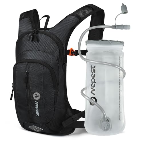 Nepest Hydration Pack Backpack with 2L Water Bladder Reflective Lightweight - color: Black
