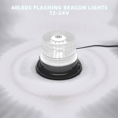 White Rooftop Beacon Strobe Lights w/Magnetic Base, 1-Pcs - color: 1× White