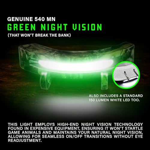 MODERN NEEDS Night Vision Cap Light – Clip On Cap Light Powered by AAA, Dual LED Modes, Cap Flashlight and Hat Light for Billed Hats, Camping, Hunting, Fishing, Hiking, Walking, Repairs & Outdoor