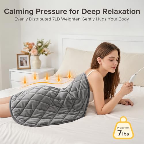 Weighted Heating Pad for Back & Period Cramps, 7lbs Heated Blanket 25"x30"