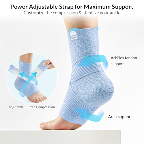 ZOELION Ankle Brace Compression Support with Removable Fishnet Strap, 3D Knit Plantar Fasciitis Relief Achilles Tendonitis Brace, Ankle Compression Sleeve for Pain Relief & Injury Healing, Blue/S - color: Blue（Pack of 1）