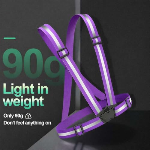 2 Packs Reflective Vest Running Gear, High Visibility Reflective Running Gear Adjustable Elastic Safety Vest for Night Jogging, Biking, Walking or Dog Walking, Running Vest for Men Women Children - color: Blue &purple