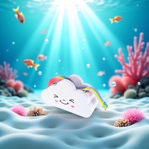 White Tape Desk Dispenser Cute Tape Dispenser Cloud Tape Cutter with Rainbow Novelty Tape Dispenser Holder for Home School Office Stationary Packaging Wrapping Craft Supplies Tape Dispensers