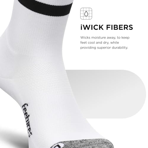 Feetures Elite Light Cushion Mini Crew Sock - color: White High Top Stripe (1 Pair), size: Medium
