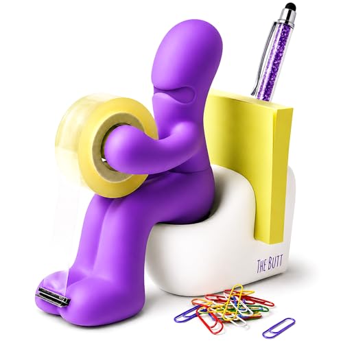 The Butt Tape Dispenser – Funny Purple Desk Accessories, Office Gag Gift - color: Purple