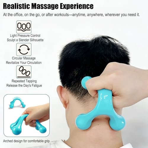 2-Pack Handheld Full Body Massager, 4-Leg Pressure Point Tool for Back, Neck, and Shoulder, 2Light Blue