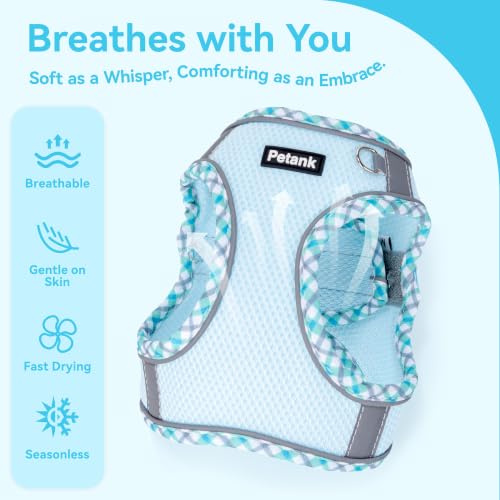 Petank Step in Dog Harness No Pull and Leash for Small Medium Dogs Cats. - color: Light Blue, size: XXXS