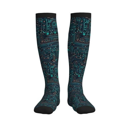 Compression Socks Women and Men 15-20mmHg-Circulation Support Socks for Athletic Running Cycling - color: Circuit Board2