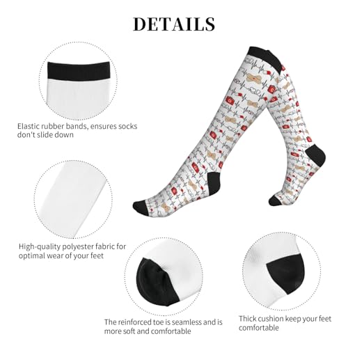 Compression Socks Knee High Support Socks Women Circulation Stockings for Athletic Running Cycling Flying - color: Medical