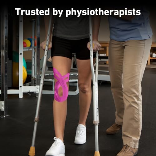 KTQUICK Precut Kinesiology Tape for Knees,12 PCS,20% Stronger Adhesive,Pink