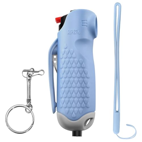 Pepper Spray, Self Defense OC Pepper Spray Keychain, 12 ft Range, 0.5 fl oz - color: Baby Blue