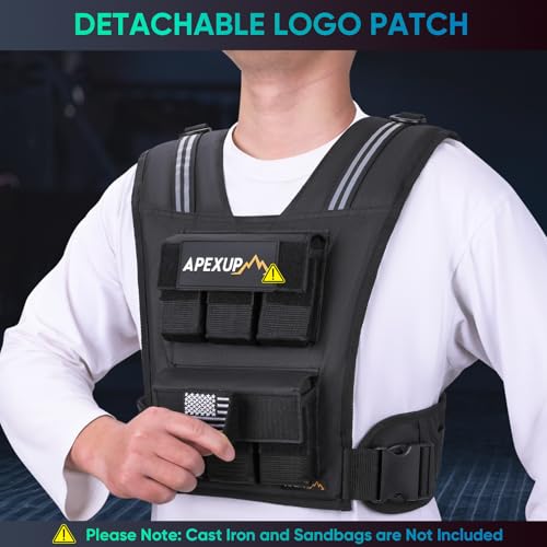 APEXUP Weighted Vest Men, Adjustable Weight Vest for Running - color: Black, size: Vest Only-30lbs