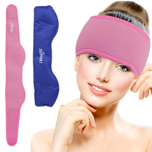 NEWGO Headache Ice Pack, Head Wrap for Migraines, FSA Eligible, Rose Red - style: Rose Red