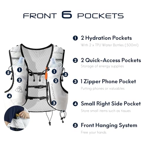 Haimont 10L Trail Running Hydration Vest with Soft Flasks - color: White, size: Small