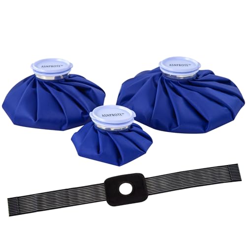 Ice Pack Ice Bag for Injuries, Refillable Ice Bags Reusable Ice Pack Hot Water Bottle Hot Water Bag for Knee Head Foot Pain Relief,4 Packs(6”&9”&11”Wrap Band) - size: 6" & 9" & 11" with Wrap, style: Blue