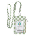 bolimoss Lanyard Wallet with ID Badge Holder, Small Keychain Wallet for Women, Pu Leather Slim Credit Card Holder with Breakaway Neck Lanyard for Teacher Student School Work Office - color: Mint Green Checkerboard