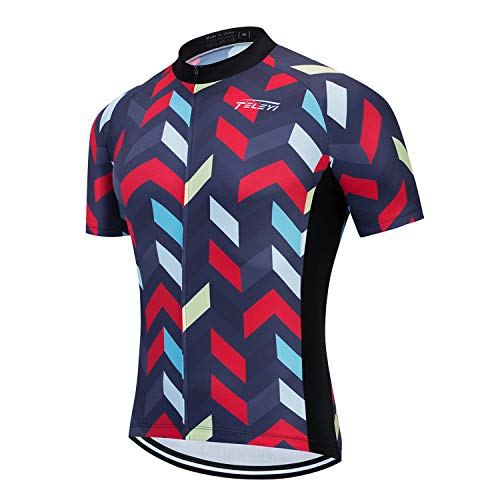 Cycling Jersey Men Bike Short Sleeve with 3 Rear Pockets,Reflective Breathable,Quick Dry,Bicycle Shirt S-3XL - color: Cc6474, size: Medium