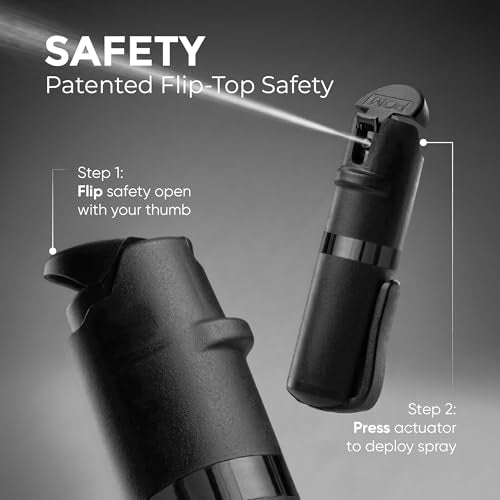 POM Pepper Spray & Personal Alarm Safety Kit – OC Self Defense Keychain Spray & Loud Emergency Alarm for Campus Safety, Women & Students - color: Black X Pink, style: Pocket Clip Model