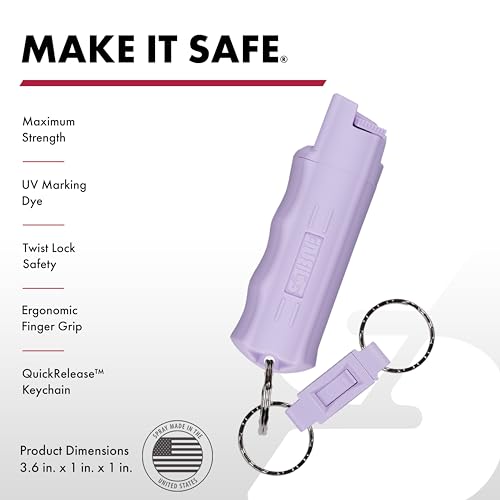 SABRE Personal Safety Kit with Pepper Spray and 2-in-1 Personal Alarm with LED Light, 0.54 fl oz, 25 Bursts,130dB Alarm, Audible Up to 1,250 Feet - color: Lavender, size: 0.54 Fluid Ounces/15 Grams (Pack of 2)