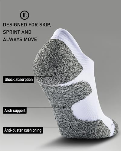 Men's No Show Compression Athletic Socks, Cushioned for Running Hiking - color: Black-4 & White-4 (8 Pairs), size: Large