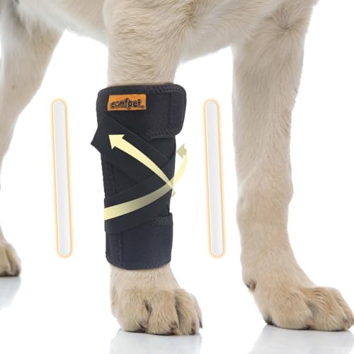 Dog Front Leg Brace, Dog Leg Support Wrap & Plastic Bar Stabilizers - size: M