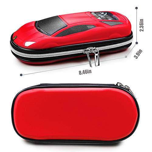Surpop Supercar Pencil Case, EVA Hard Shell for Kids and Teens, Red - color: Red