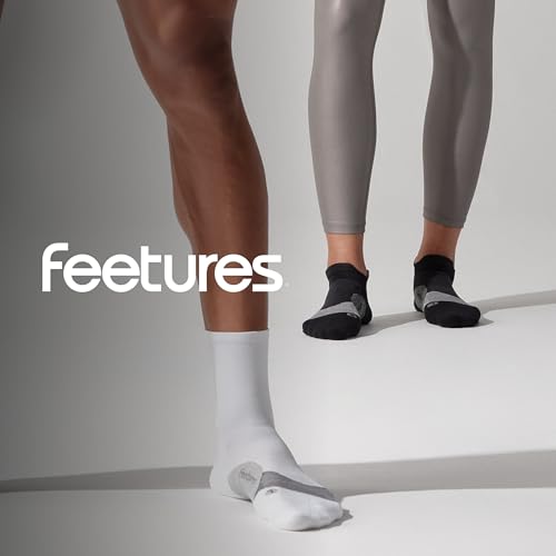 Feetures Elite Ultra Light No Show Tab Ankle Socks - Sport Sock with Targeted Compression - color: New White (3 Pack), size: Medium