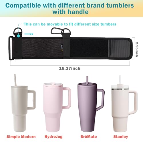 LUCKINEE Tumbler Holder with Strap Water Bottle Holder with Strap Handle - color: Black