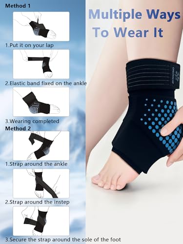 Ankle Ice Pack Wrap,Flexible Cold Therapy for Foot Pain Relief - color: Black, size: Medium