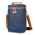 Tirrinia 4 Bottle Wine Tote Carrier - color: Blue, size: 4 Bottle-without front pocket