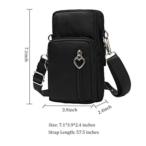Outdoor Sweat-Proof Running Armbag Cross-Body Shoulder Casual Wallet Purse Crossbody Bag Gym Fitness Cell Phone Key Holder for iPhone 13 12 Pro Max Xs Max/Xr,Galaxy Note 10, P30 Pro,Black - color: #9