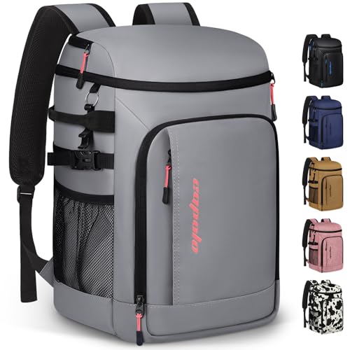 Capolo Cooler Backpack Insulated Leak Proof for Women Men Soft Cooler Bag - color: Leather Gray, size: 45 Cans